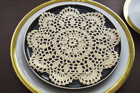 Wheat color Crochet Round Doilies 8" Round Crochet. 6 pieces
